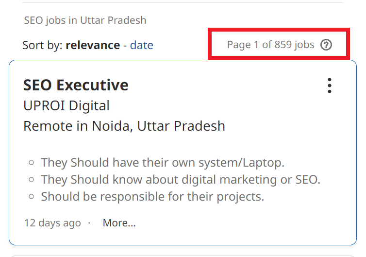 SEO Courses in Mau - Job Statistics