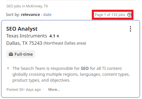 SEO Courses in McKinney - Job Statistics