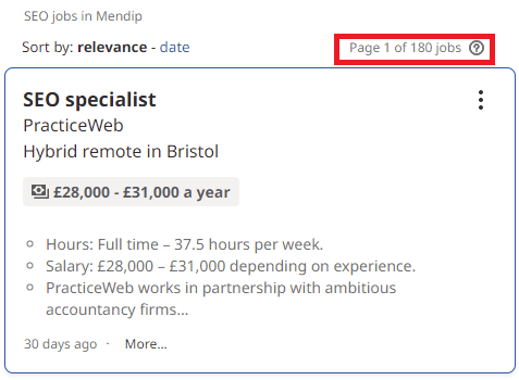 SEO Courses in Mendip - Job Statistics