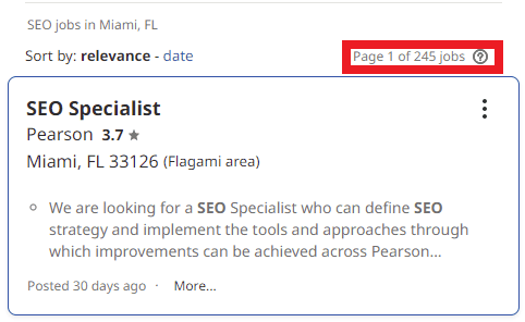 SEO Courses in Miami - Job Statistics