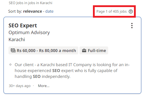 SEO Courses near Mirpur Khas- Job statistics