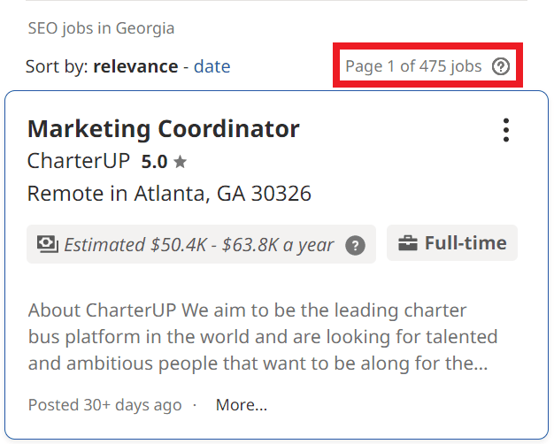 SEO Courses in Montgomery - Job Statistics