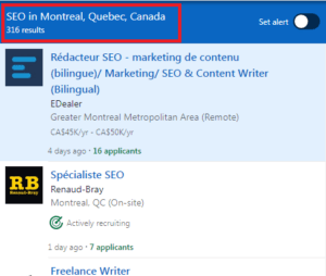 SEO Courses in Montreal - Job Statistics
