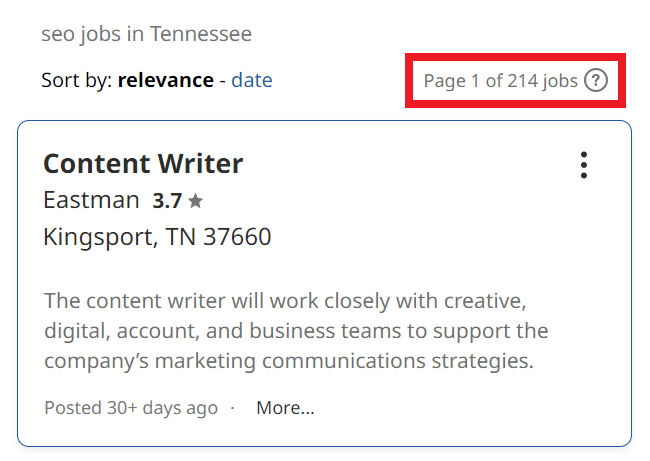 SEO Courses in Murfreesboro - Job Statistics