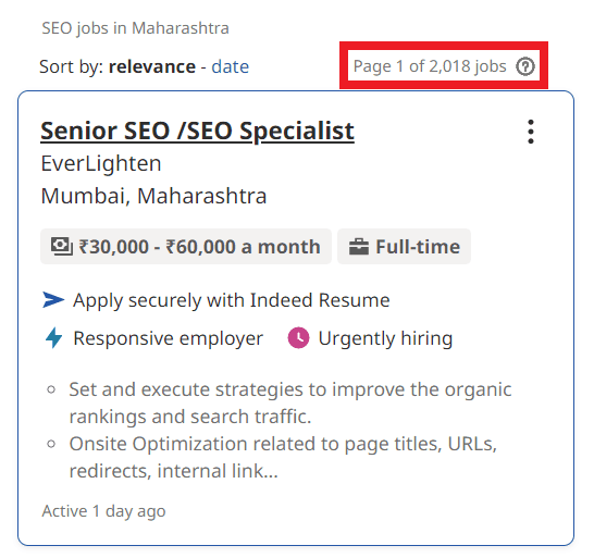 SEO Courses in Nagpur - Job Statistics
