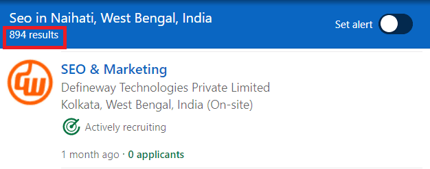 SEO Courses in Naihati - Job statistics