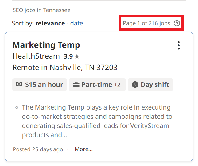 SEO Courses in Nashville - Job Statistics