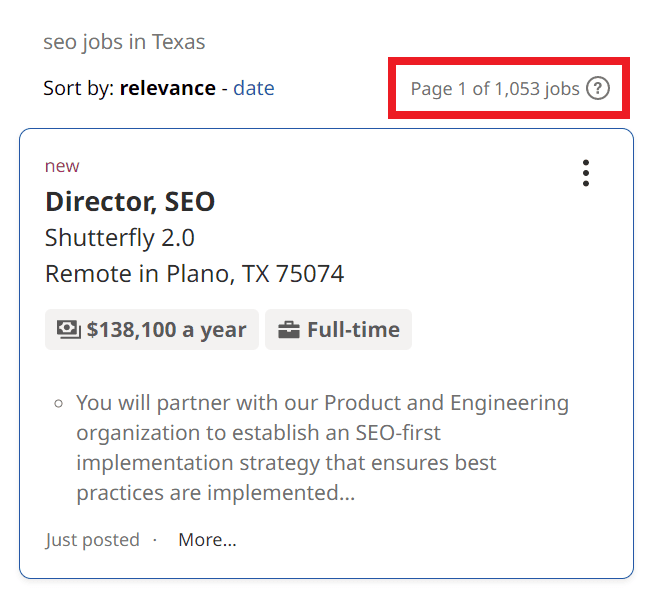 SEO Courses in New Orleans - Job Statistics