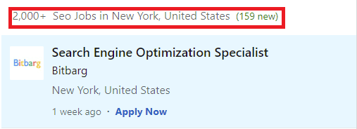 SEO Courses in New York - Job Statistics
