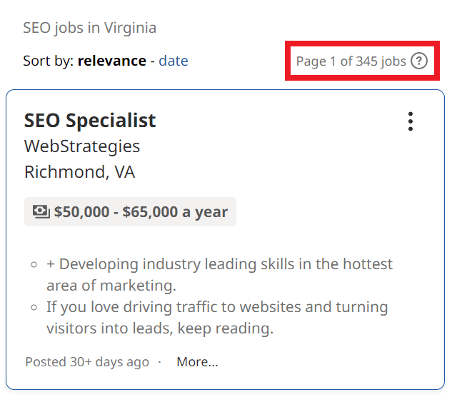 SEO Courses in Newport News- Job Statistics