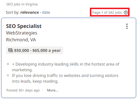 SEO Courses in Norfolk - Job Statistics