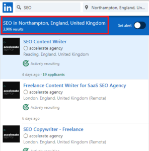 SEO Courses in Northampton - Job Statistics