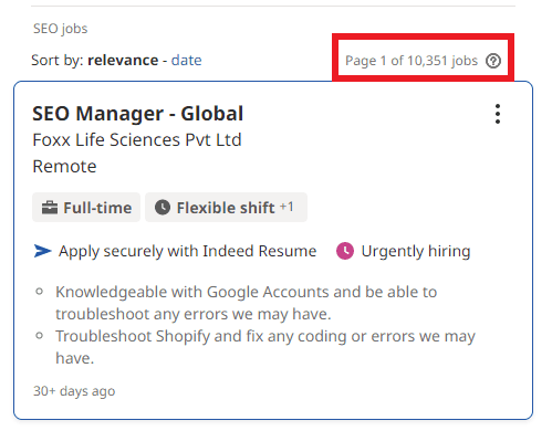 SEO Courses in Oakland- Job statistics