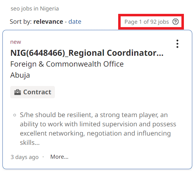 SEO Courses in Okene - Job Statistics