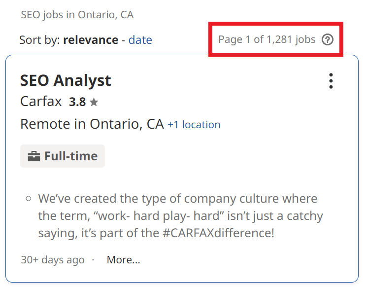 SEO Courses in Ontario - Job Statistics