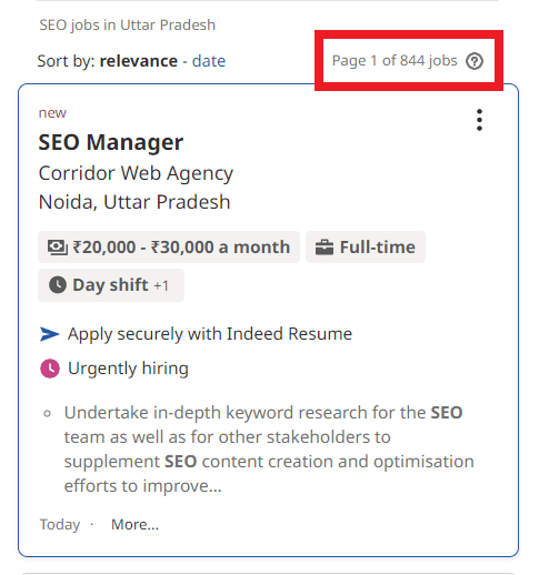 SEO Courses in Raebareli - Job Statistics