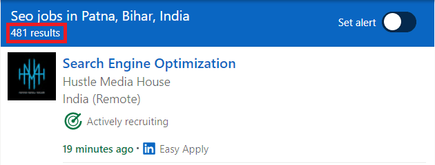 SEO courses in Patna - Job statistics