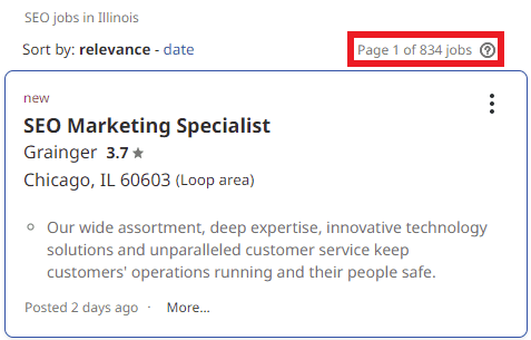 SEO Courses in Joliet - Job Statistics