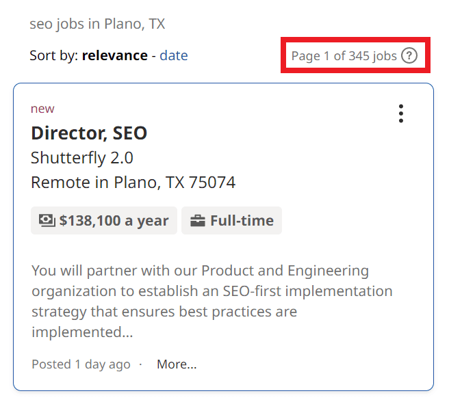 SEO Courses in Plano - Job Statistics