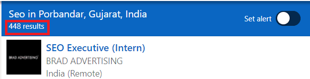 SEO Courses in Porbandar - Job statistics