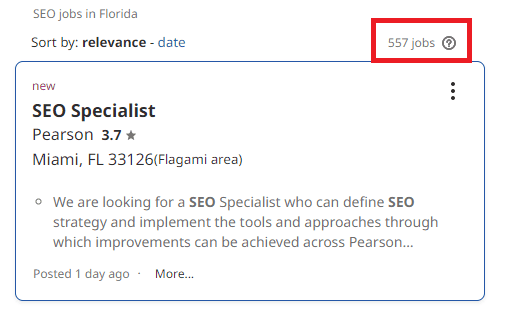 SEO Courses in Port St Lucie- Job statistics
