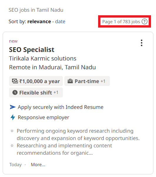 SEO Courses in Puducherry - Job Statistics