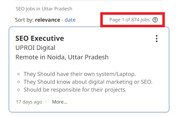 SEO Courses in Kanpur - Job Statistics