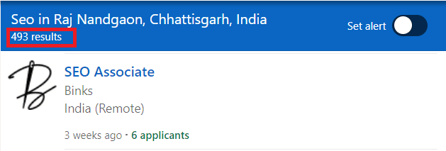 SEO Courses in Raj Nandgaon - Job statistics