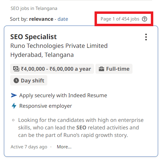 SEO Courses in Rajahmundry - Job Statistics
