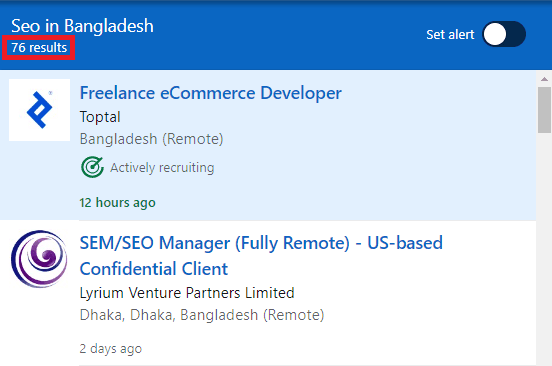 SEO Courses in Rajshahi - Job Statistics