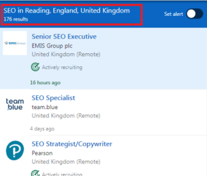 SEO Courses in Reading - Job Statistics