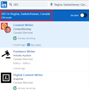 SEO Courses in Regina - Job Statistics