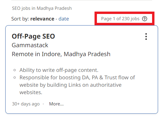 SEO Courses in Rewa - Job Statistics