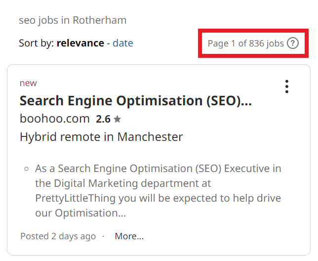 SEO Courses in Rotherham - Job Statistics