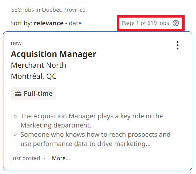 SEO Courses in Saguenay - Job Statistics
