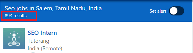 SEO Courses in Salem - Job Statistics