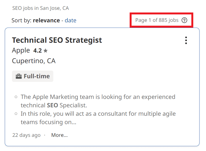 SEO Courses in San Jose - Job Statistics