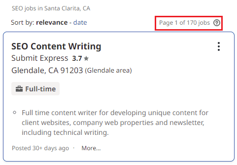 SEO Courses in Santa Clarita - Job Statistics