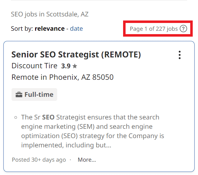 SEO Courses in Scottsdale - Job Statistics