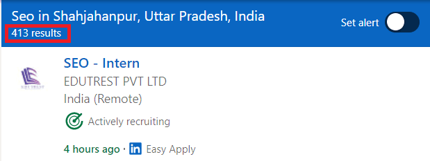 SEO Courses in Shahjahanpur - Job statistics