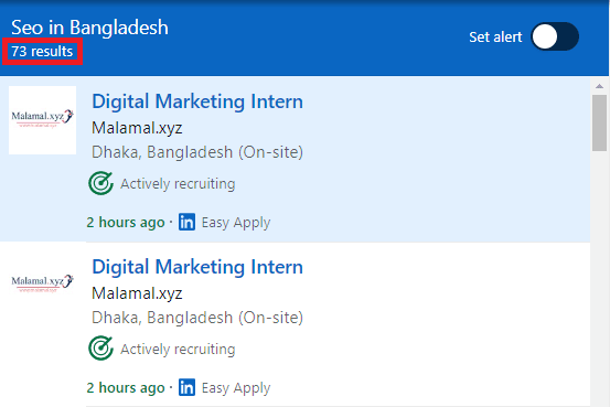 SEO Courses in Shibganj - Job Statistics