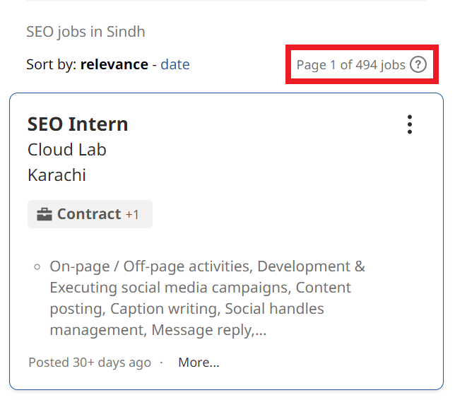 SEO Courses in Shikarpur - Job Statistics