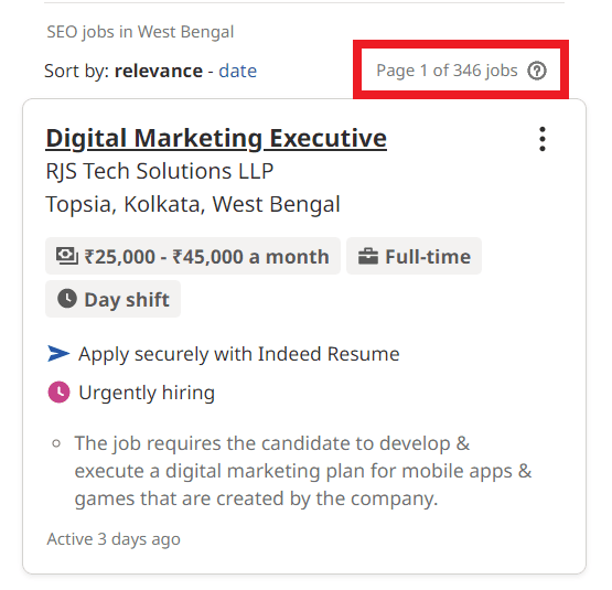 SEO Courses in Shillong - Job Statistics
