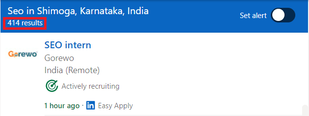 SEO Courses in Shimoga - Job statistics