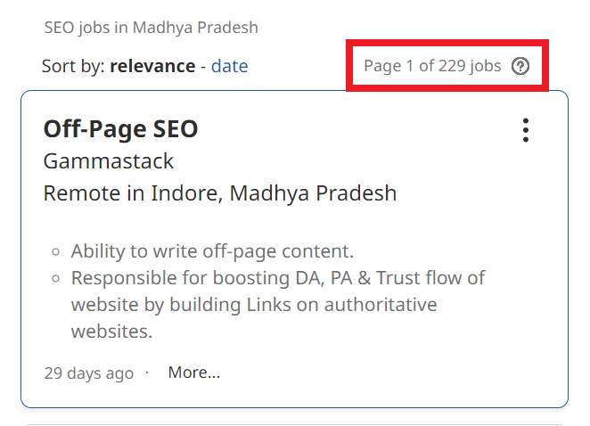 SEO Courses in Shivpuri - Job Statistics