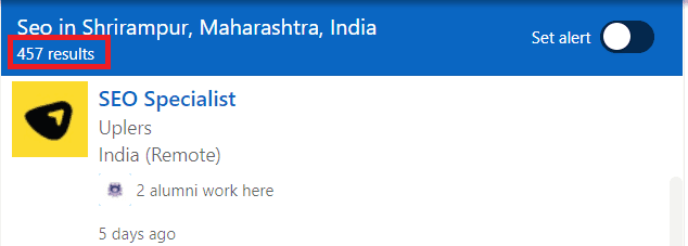 SEO Courses in Shrirampur - Job statistics