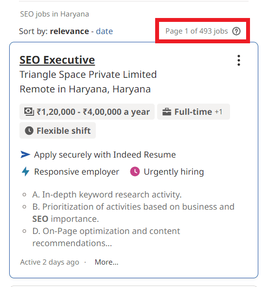 SEO Courses in Sonipat - Job Statistics