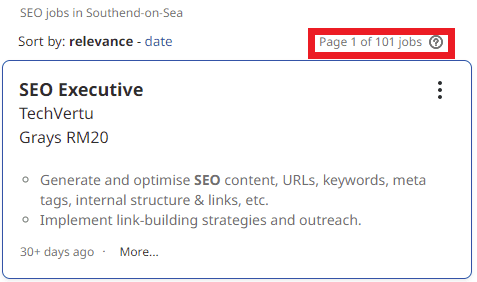 SEO Courses in Southend-on-Sea - Job Statistics