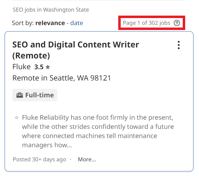 SEO Courses in Spokane - Job Statistics