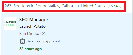 SEO Courses in Spring Valley - Job Statistics